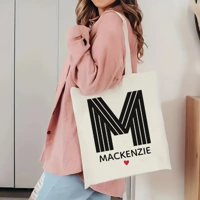 Personalized Birthday & Christmas Tote Bag for Her (monogram tote bag, initial name tote, custom name tote, personalized tote bag, minimalist tote bag)