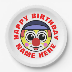 Personalized Birthday Clown Paper Plate