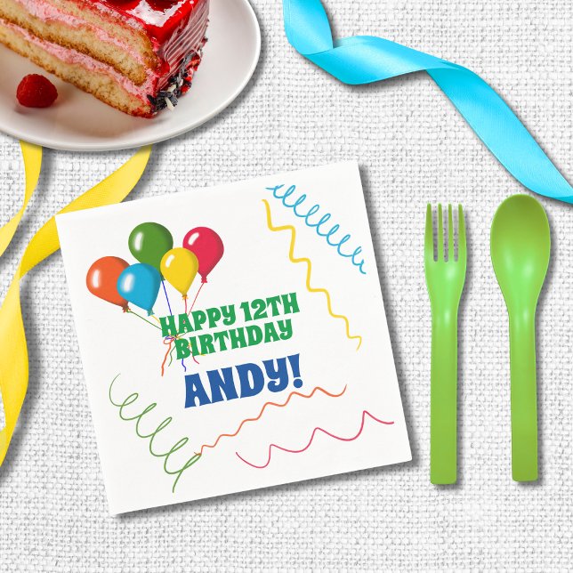 Personalized Birthday | Colourful Balloons Napkin (Creator Uploaded)
