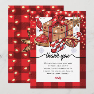 Personalized Birthday Cookies and Cocoa Christmas Thank You Card