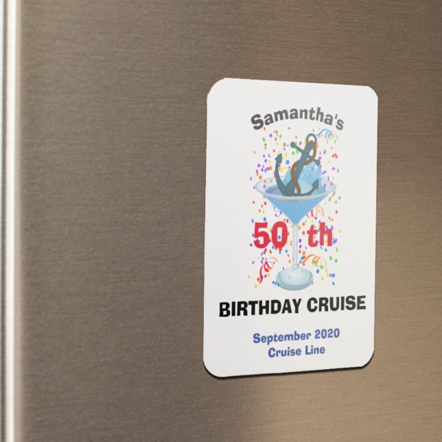 Personalized Birthday Cruise Anchor Cocktail Magnet (Creator Uploaded)