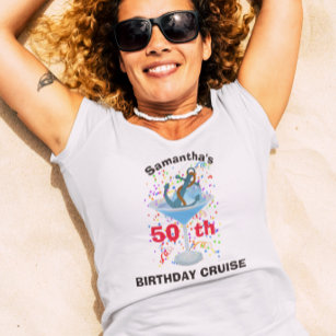 Personalized Birthday Cruise Cocktail Anchor T-Shirt