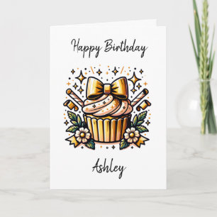 Personalized Birthday Cupcake and Colouring Page Card