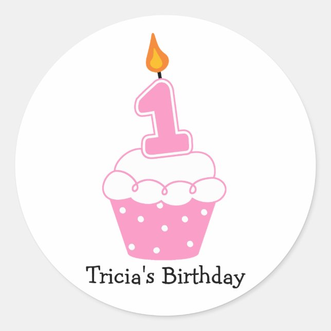 Personalized Birthday Cupcake Stickers (Front)