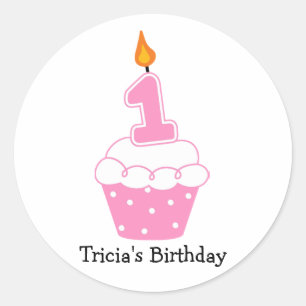 Personalized Birthday Cupcake Stickers