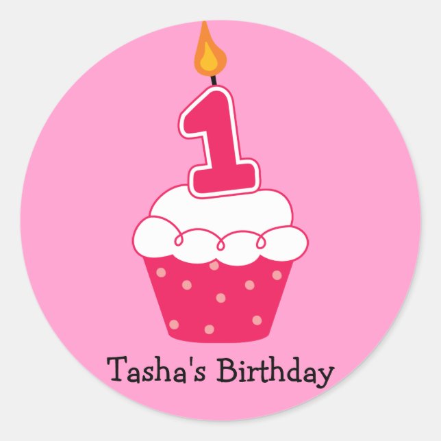 Personalized Birthday Cupcake Stickers (Front)