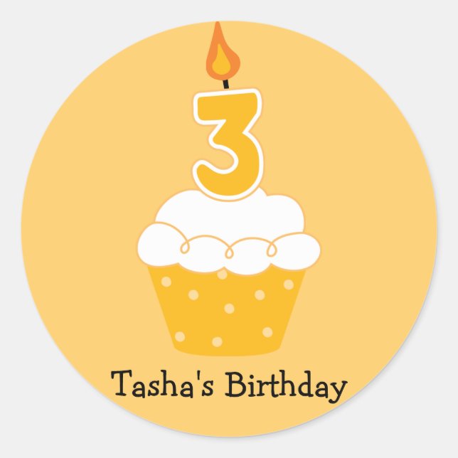 Personalized Birthday Cupcake Stickers (Front)