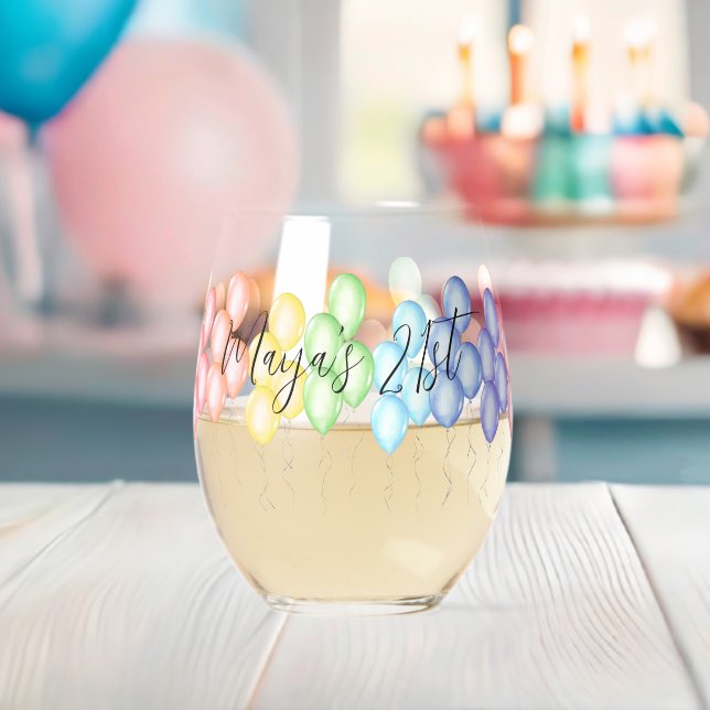 personalized birthday drinkware stemless wine glas glass (Insitu (Baby Shower))