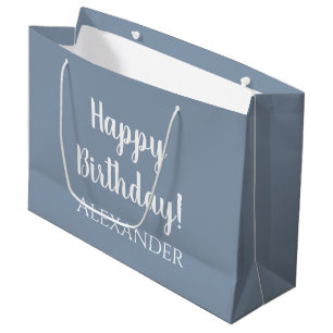 Personalized Birthday Dusty Blue Party Favour Large Gift Bag