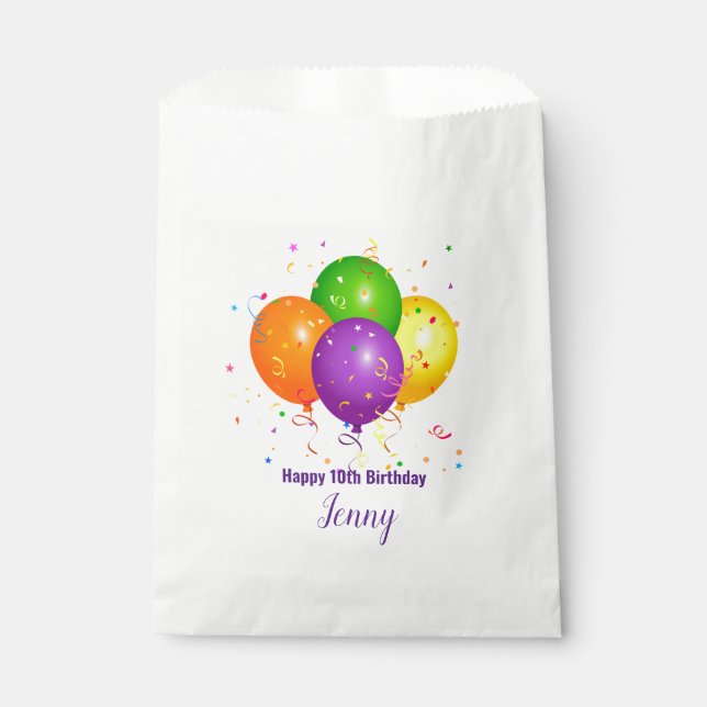 Personalized Birthday Favour Bag with Balloons (Front)