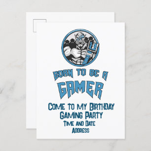 Personalized Birthday Gaming Party Invitation Postcard