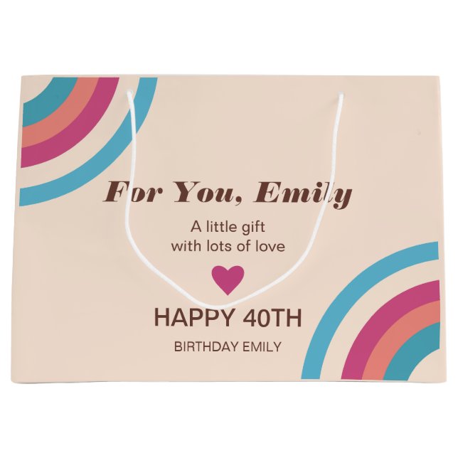 Personalized Birthday Gift Bag, Personalized Name  Large Gift Bag (Front)