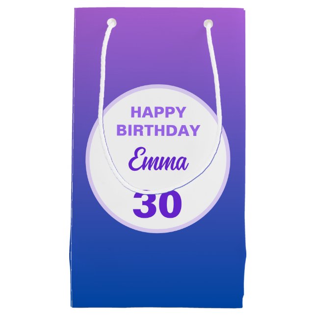 Personalized Birthday Gift Bag with Purple Gradien (Front)