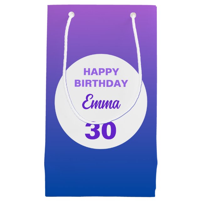 Personalized Birthday Gift Bag with Purple Gradien (Front)
