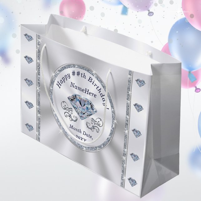 Personalized Birthday Gift Bags, ANY YEAR/OCCASION Large Gift Bag (Creator Uploaded)