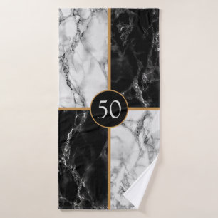 Personalized Birthday Gift Bath Towels Marble
