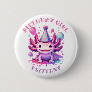 Personalized Birthday Girl   Anime Axolotl 2 Inch Round Button