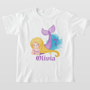 Personalized Birthday Girl Mermaid T-Shirt