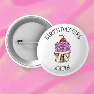 Personalized Birthday Girl   Name and Age 2 Inch Round Button