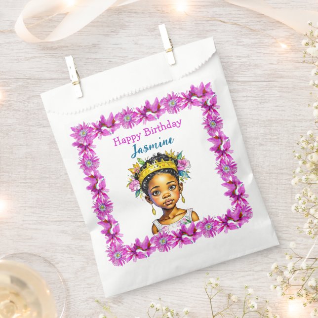 Personalized Birthday Girl Princess of Colour Favour Bag (Clipped)