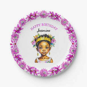Personalized Birthday Girl Princess of Colour Paper Plate