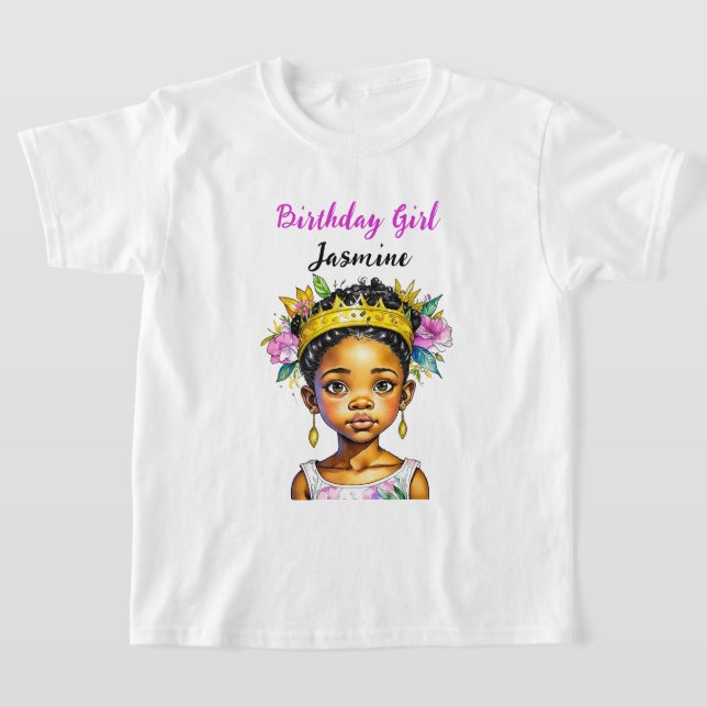 Personalized Birthday Girl Princess of Colour T-Shirt (Laydown)