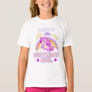 Personalized Birthday Girl Unicorn T-Shirt
