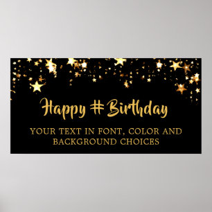 Personalized Birthday Gold Stars Custom Colour Poster