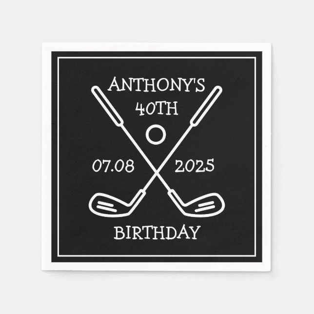 Personalized Birthday Golfer 40th happy Dad Par Napkin (Front)