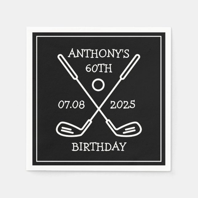 Personalized Birthday Golfer 60th happy Dad Par Napkin (Front)