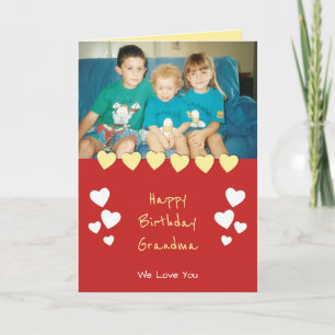 Personalized Birthday Grandma red yellow photo Card