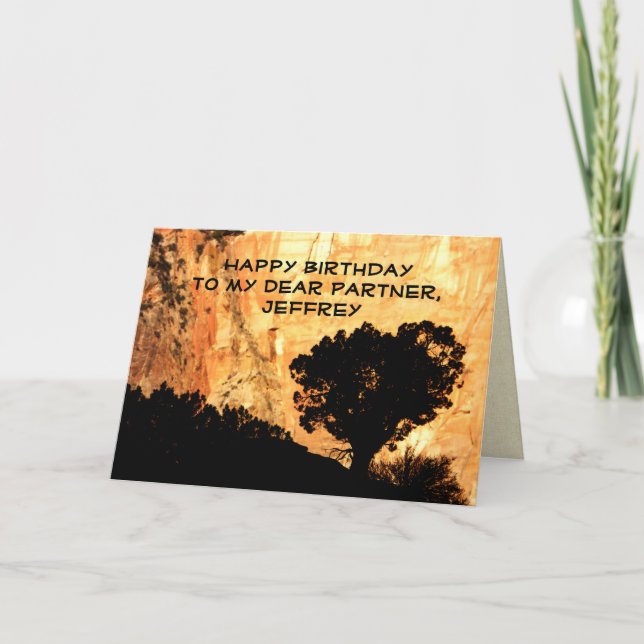 Personalized Birthday Greeting Card, Partner, Tree Card (Front)