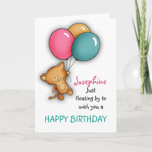 Personalized Birthday Greeting Card with Cat