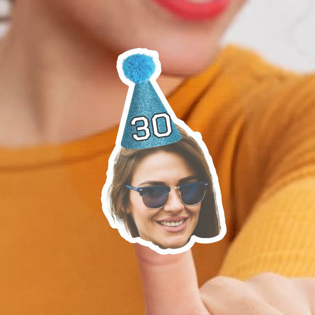 Personalized Birthday Hat Sticker, Birthday Face (Creator Uploaded)