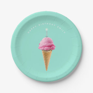 Personalized Birthday Ice Cream and Cake Paper Plate