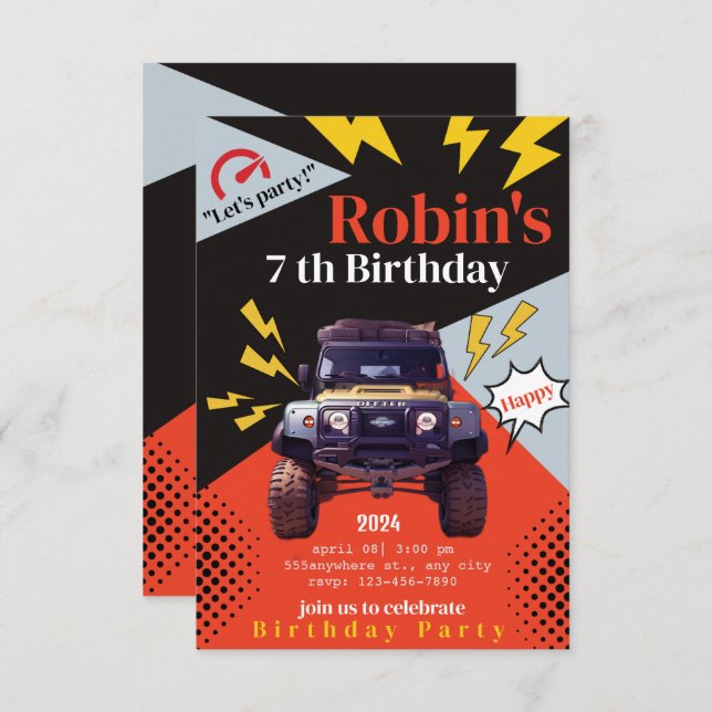 Personalized Birthday Invitation, Custom Party  Invitation (Front/Back)