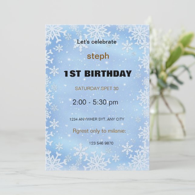 personalized  birthday invite (Standing Front)