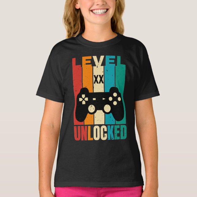 Personalized Birthday Level XX Unlocked T-Shirt (Front)