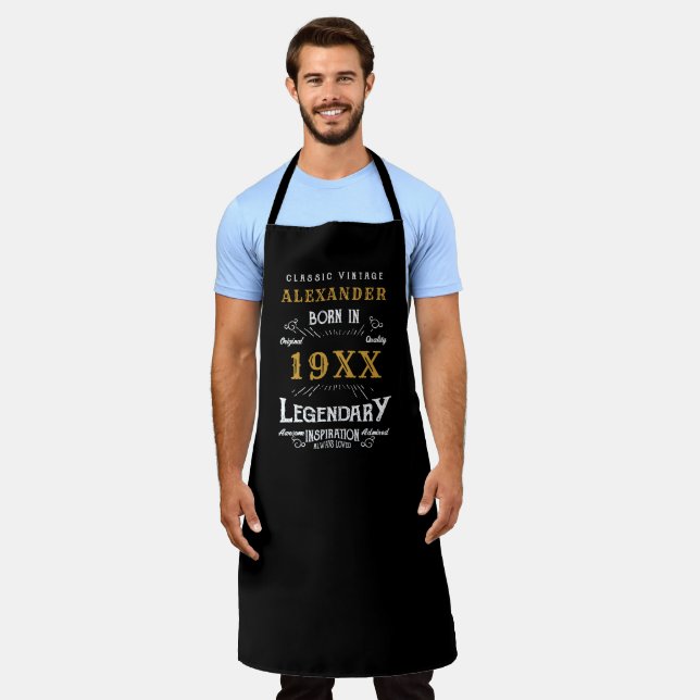 Personalized Birthday Monogram Legendary Dad BBQ Apron (Worn)