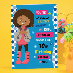 Personalized Birthday - Multicultural Girl Card