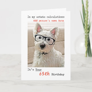 Personalized Birthday, Name and Age, Westie Dog Card