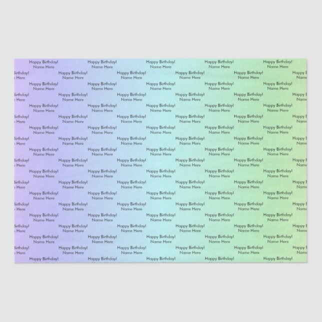 Personalized Birthday Name Elegant Rainbow Colours Tissue Paper (Front)