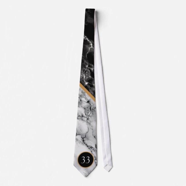 Personalized Birthday Neck Tie Gift Marble Design (Front)