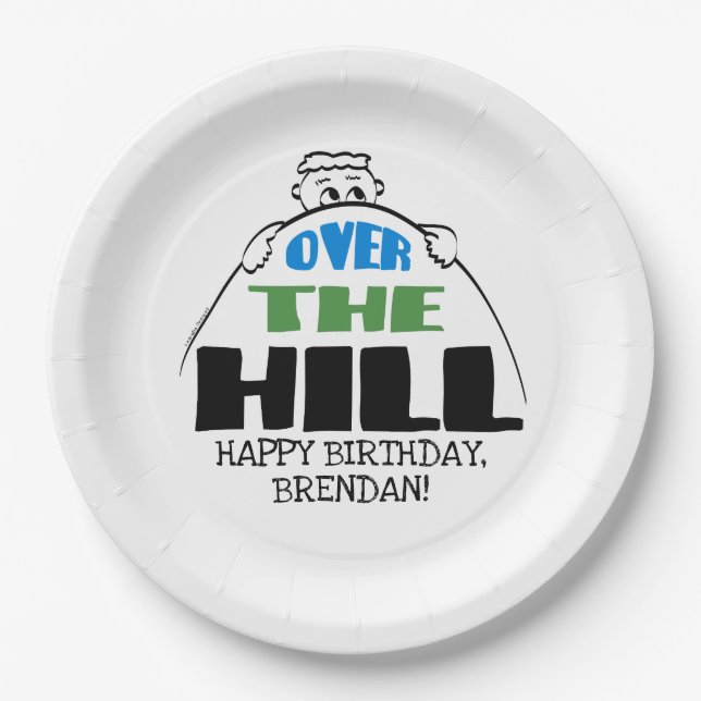 Personalized Birthday Over the Hill Paper Plate (Front)
