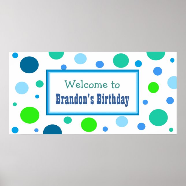 Personalized Birthday Party Banner for Boy Poster (Front)