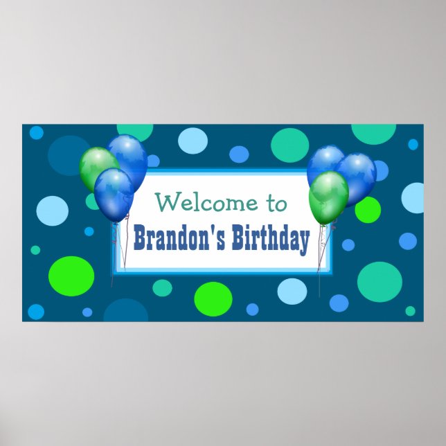 Personalized Birthday Party Banner for Boy Poster (Front)