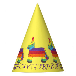 Personalized Birthday Party Favour Rainbow Pinata Hat