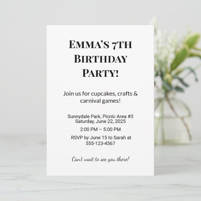 Personalized Birthday Party Invitation  (Standing Front)