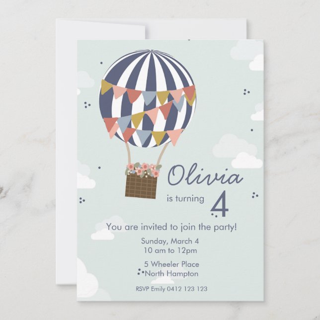 Personalized Birthday Party Invitation Balloons (Front)