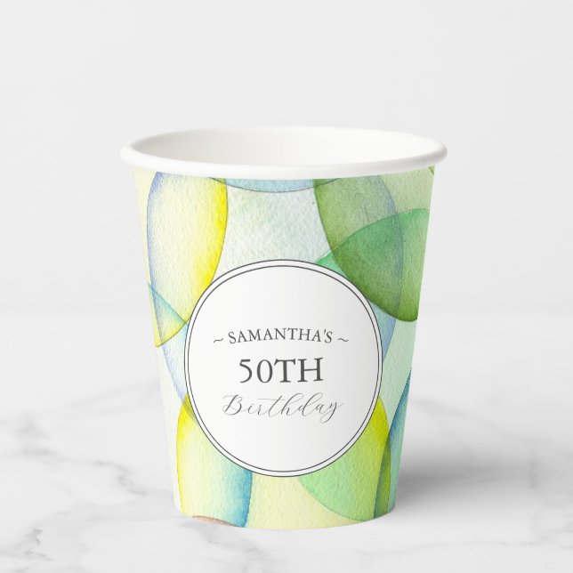 Personalized Birthday Party Paper Cups Colourful (Front)